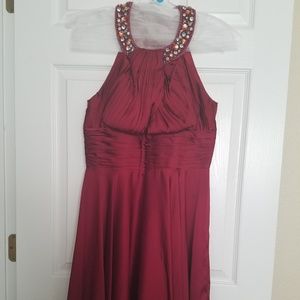 Sleeveless Halter Dress w/ Beaded Collar Neckline